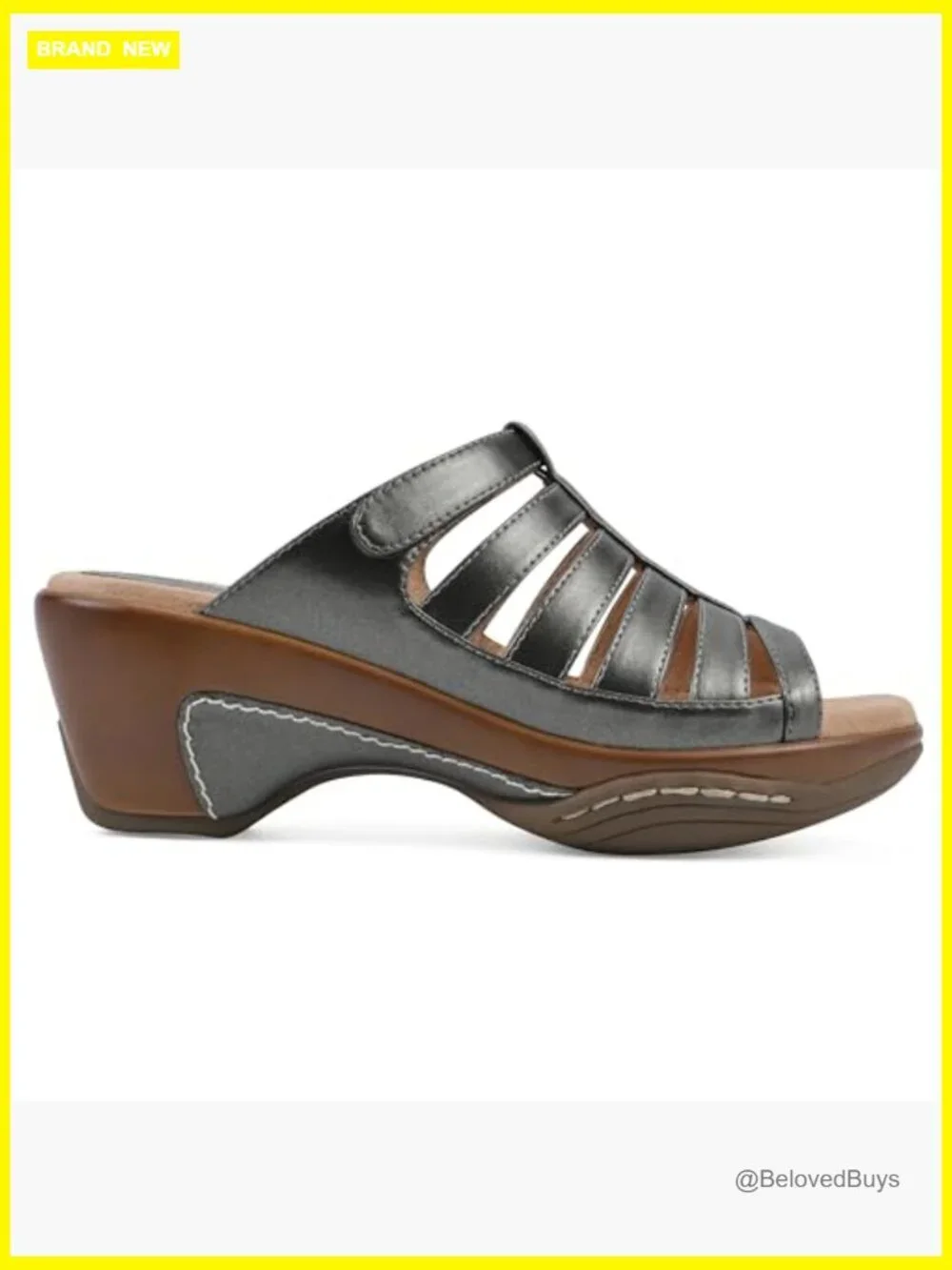 Strappy Cage Wedge Sandal with Cushioned Insole and Adjustable Velcro Strap